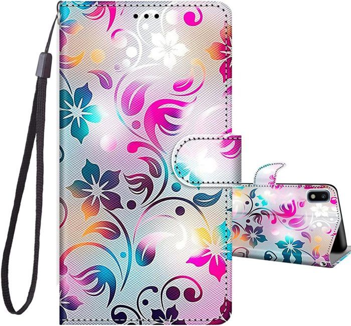 Étui Portefeuille Flower Galaxy A10 Bleu clair