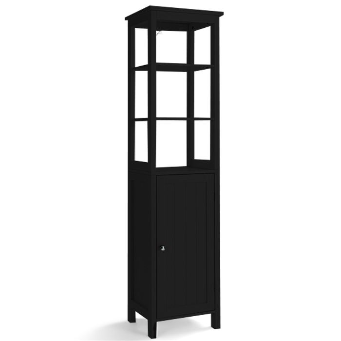 COSTWAY Meuble Colonne de Salle de Bain avec Étagère à 3 Niveaux Étagère Réglable à 3 Positions 40 x 32 x 161 5 cm Noir