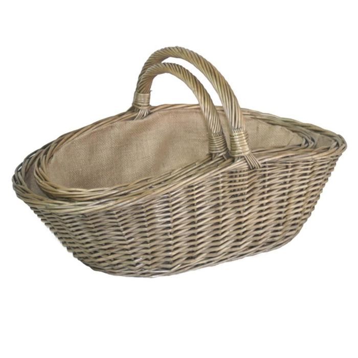 Creative Home Panier De Rangement Panier En Osier Pique-nique Avec Poignée Et Couvercle | 45 X