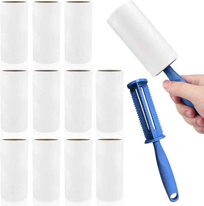 Lot De 10 Rouleaux Anti-poils + 2 Poignées - 600 Feuilles Adhésives, Pour Enlever Poils De Chat/chien, Poussière Sur Vêtements, Canapé, Tapis