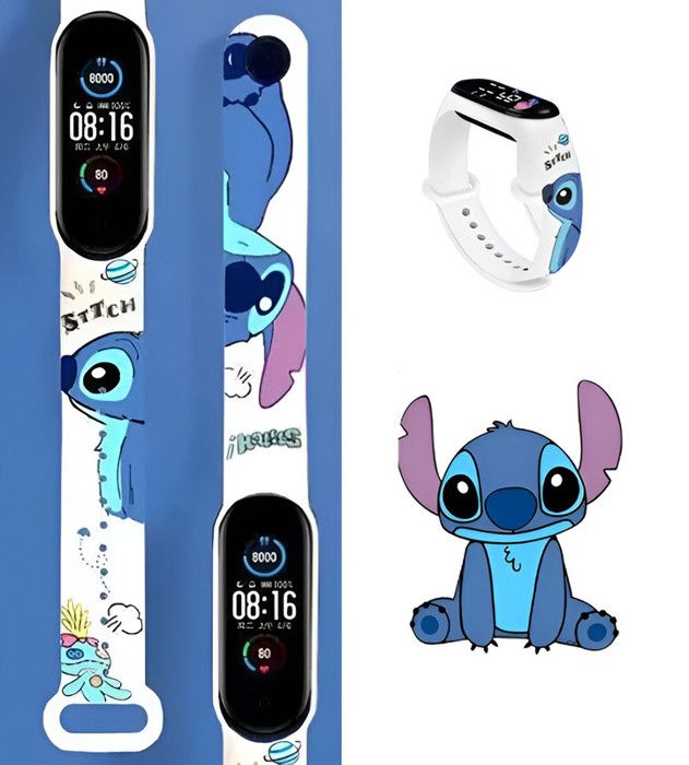 Montre Enfant Disney Stitch - Montre Numérique LED - Apprentissage De L'Heure - Bracelet Ajustable - Cadeau Ludique