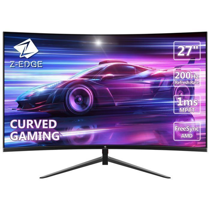 Ecran PC Gaming Z-EDGE UG27 Incurvé 27 Pouces 200 Hz 1ms FreeSync Moniteur FHD 1080P 350cd/m² 1500R VA DP1.4 & HDMI2.1