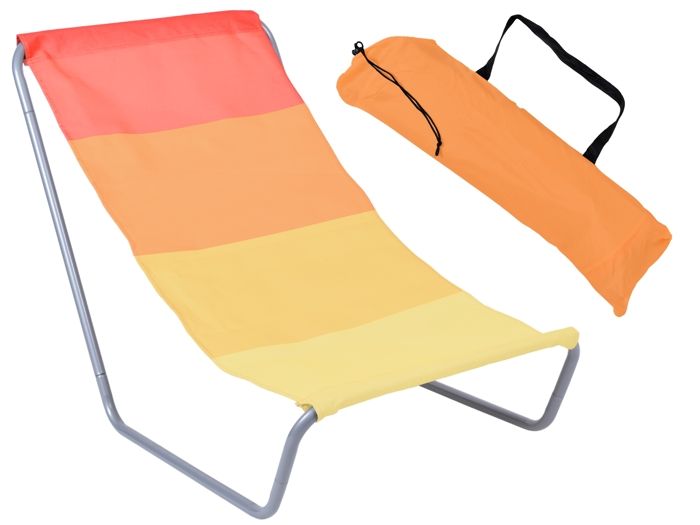 Chaise longue de plage pliante OLEK - rayures orange