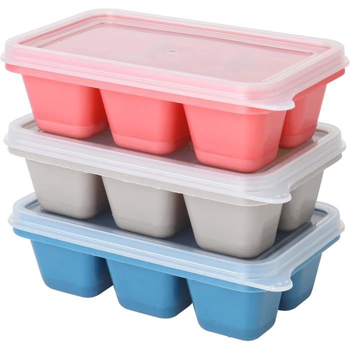 Bac à Glaçons avec Couvercle, Lot de 3 sans BPA Bacs à gros glaçons en Silicone Glacons Moule,Bacs Glaçons Empilables Boissons - sh - Achat / Vente bac - sac a glacons