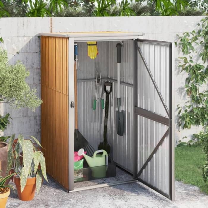 Soldes dété 2025 Abri à outils pour jardin - CLOUD - anti-basculement - marron 88x89x161 cm acier galvanisé LL56