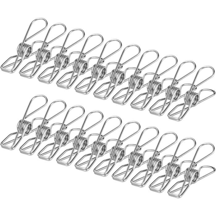 100pcs Pinces à Linge Inoxydable Pince à Linge Metal Multi-usages pour Linge en Plein Air et Les Le Jardin Solide et Coupe-Vent