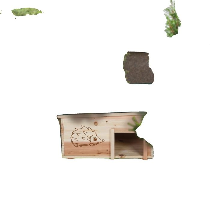 Comparer les prix de Maison en Bois pour Hérisson Toit Vert Imperméable Bois de Sapin Durable Motif de Hérisson Mignon Gris Clair