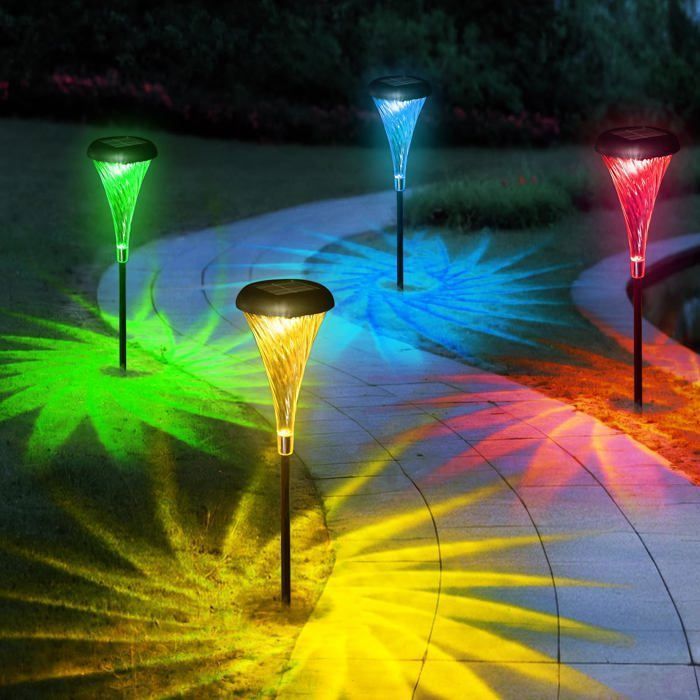 Lampe Solaire Jardin 4 EN 1 Spot Solaire Extérieur Lampe Solaire Exterieur Puissante Eclairage