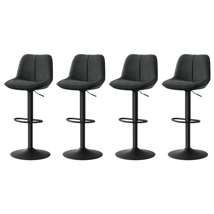 Tabourets de bar - Lot de 4 - Pivotants - Réglables - Velours - Gris anthracite