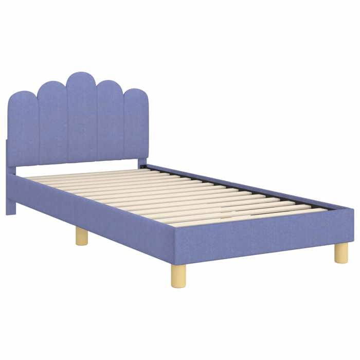 Lit pour tout-petit - UU - Bleu denim - 198x94x85 cm - 90x190 cm - Cadre en bois dingénierie - Cadre à lattes