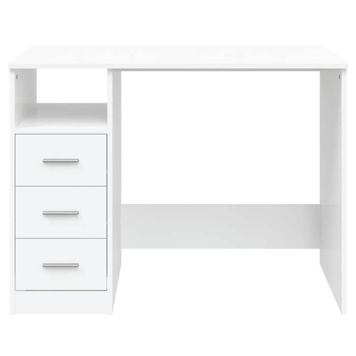 Bureau avec tiroirs - WIENS - Blanc - 102x50x76 cm - Bois dingénierie - 3 tiroirs - Compartiment ouvert