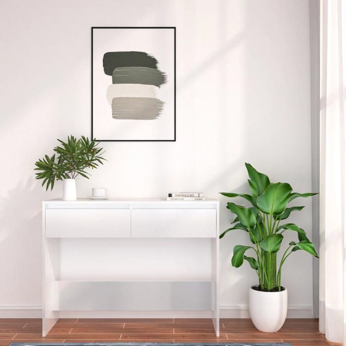 Table console en bois dingénierie - WIENS - Blanc - 100x35x765 cm - Style Scandinave Moderne - Robuste et stable