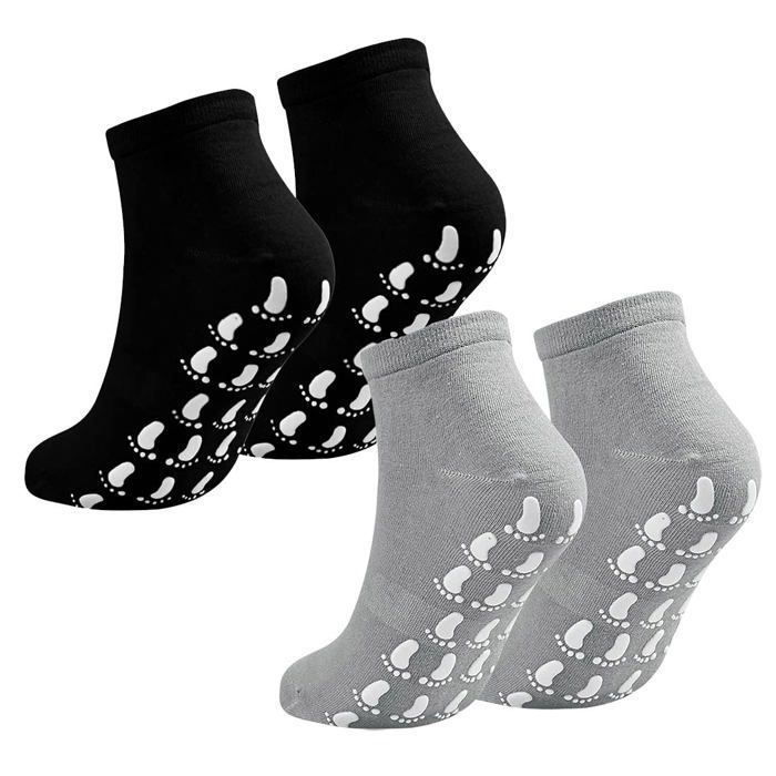 Lot de 2 paires de chaussettes de sport antidérapantes unisexes adaptées au yoga (grises noires)