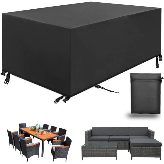 bâche imperméable et résistante aux UV pour mobilier de jardin housse pour table dextérieur (noir 213 x 132 x 72 cm)