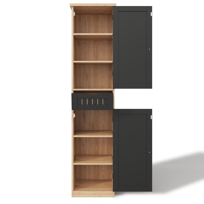 Colonne de cuisine 170×40×30 cm 2 portes 1 tiroir étagères réglables rangement polyvalent