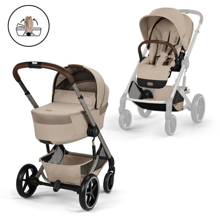 CYBEX - Poussette Duo Balios S Lux 4 + Nacelle pliable Balios Almond Beige