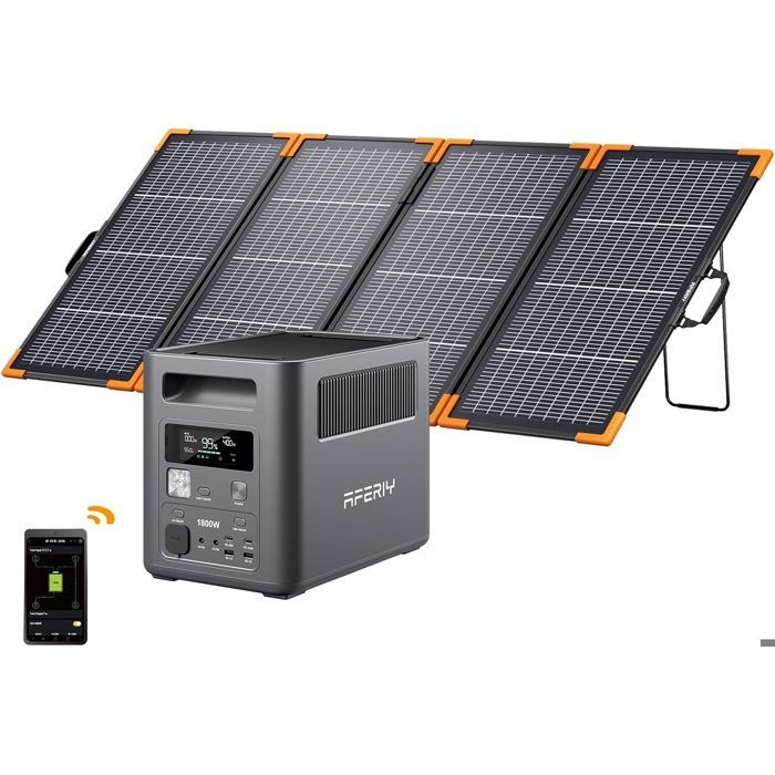 AFERIY Générateur Électrique Portable 1800W avec Panneau Solaire 200WBatterie 1024Wh