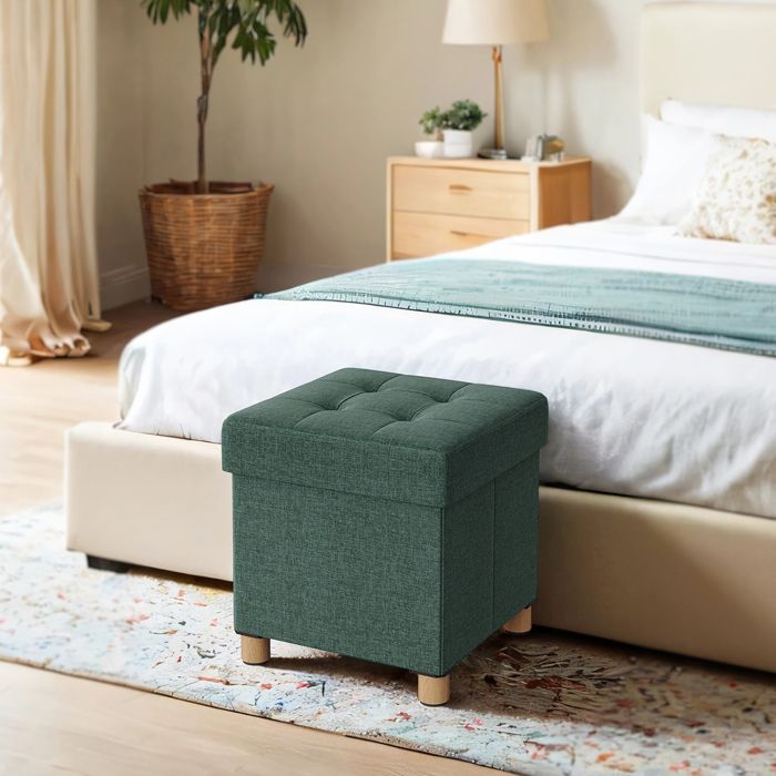 Tabouret de rangement petit banc pliable 38 1 x 38 1 x 40 1 cm supportant jusquà 300 kg boîte de rangement vert Tabouret de rangement petit banc pliable 38 1 x 38 1 x 40 1 cm supportant jusquà 300 kg boîte de rangement vert
