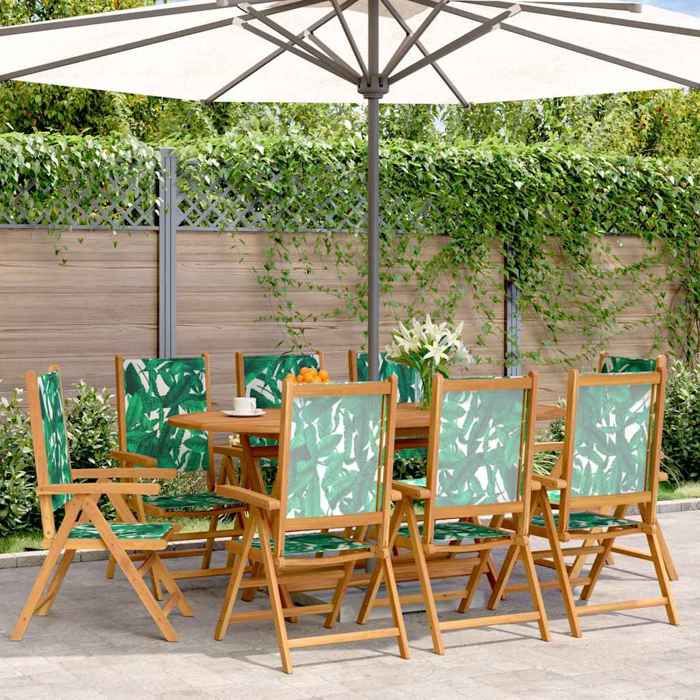 Maison Exclusive - Fauteuils pliants inclinables 8 pièces tissu vert et bois massif