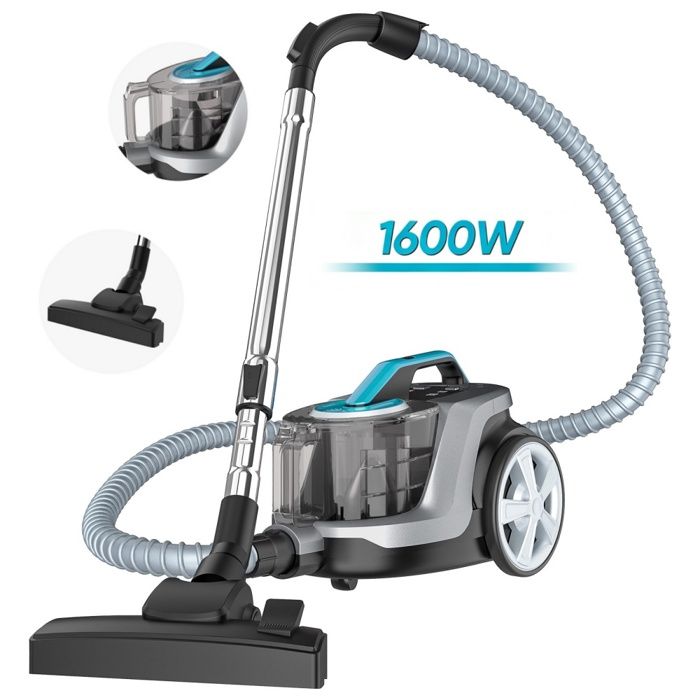 Aspirateur - Aspirateur domestique 1600W 4L - Silencieux - pour Tapis Sols durs etc - Câble 5 m - facile démonter - Haute puissance