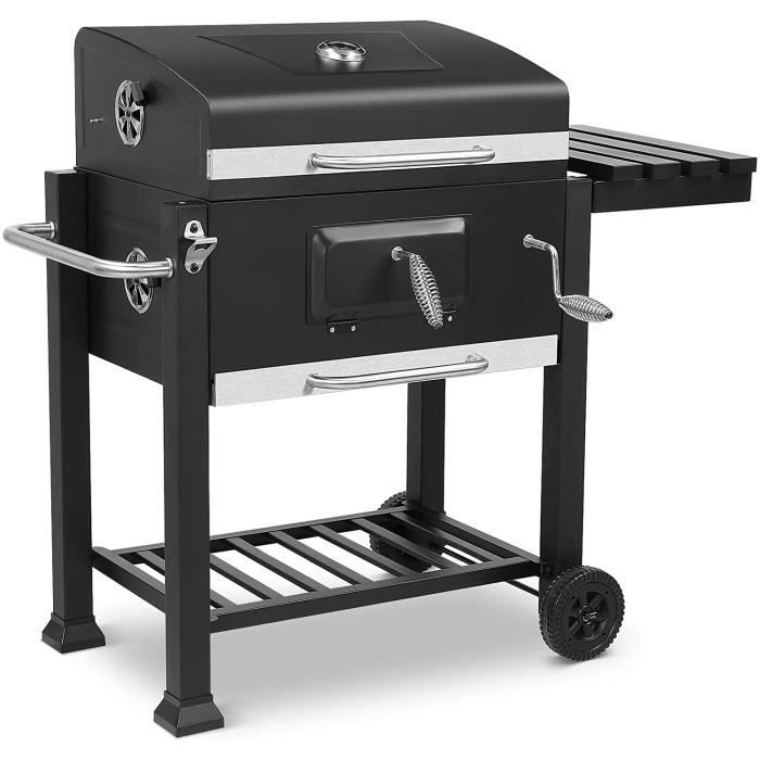 Ensemble de Cuisson : Wok Plaque réversible Gril Fumoir avec récupérateur de Cendres Alice/'s Garden Barbecue Grill Charbon de Bois Noir Pierre