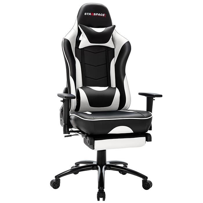 Chaise Gaming Blanche et Noire de Bureau Confortable et