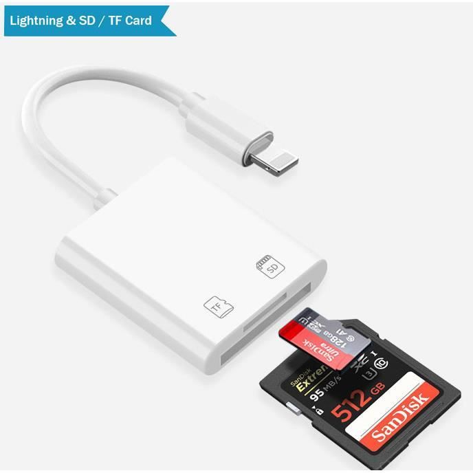 Adaptateur 4 en 1 pour Apple Iphone 13 Lecteur de Carte SD-TF + Lecteur USB  + Port de Charge - Cdiscount Téléphonie