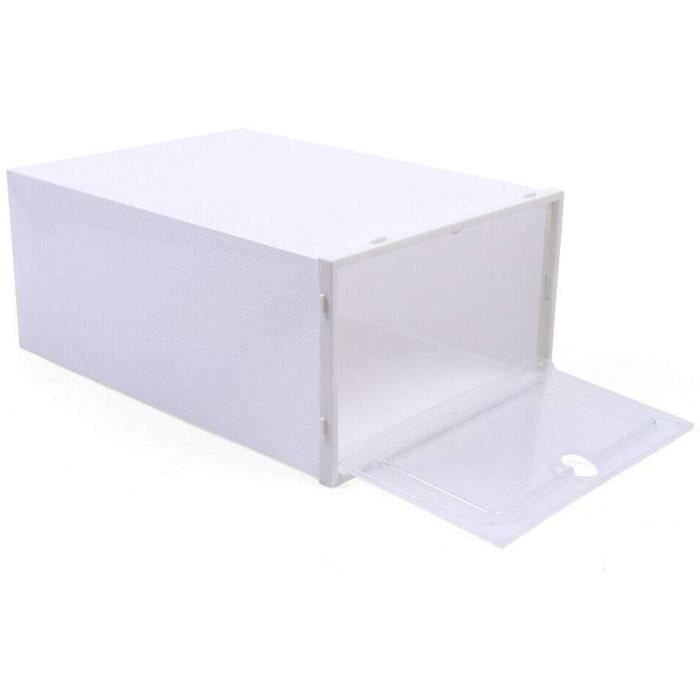 Boîte À Chaussures Empilable Avec Couvercle À Rabat Transparent Pour La Maison Bleu M[H1103