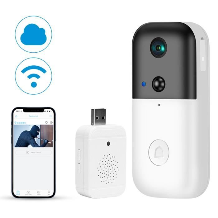 Home Security WiFi Vidéo Interphone Sonnette 720P Sans Fil IR Caméra Vision Nocturne Sonnette Noire