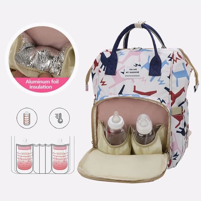 LEcylankEr Sac à Dos à Langer Grande Capacité - Sac Oxford Isotherme Pour Bébé, Pratique Et Stylé