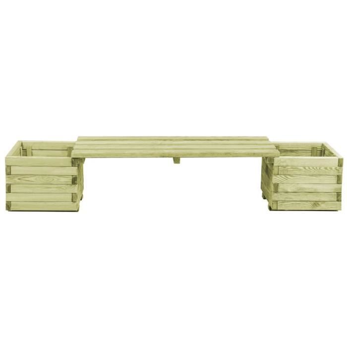 Banc de jardin à jardinières - Bois de pin imprégné - Vert - Adulte - Meuble de salon - 40 cm - 196 x 40 x 36 cm
