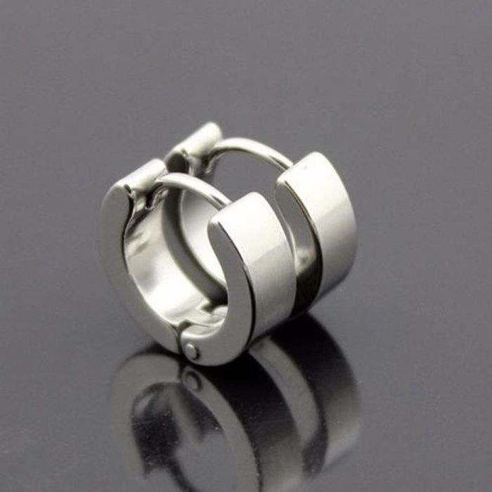 1 paire Boucles d/'oreilles homme//femme CREOLE ANNEAU ACIER 316L INOXYDABLE NOIR