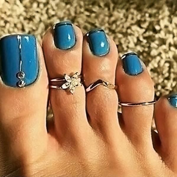 3Pcs Set Mode Simple Retro Flower Anneaux pied Toe pour les