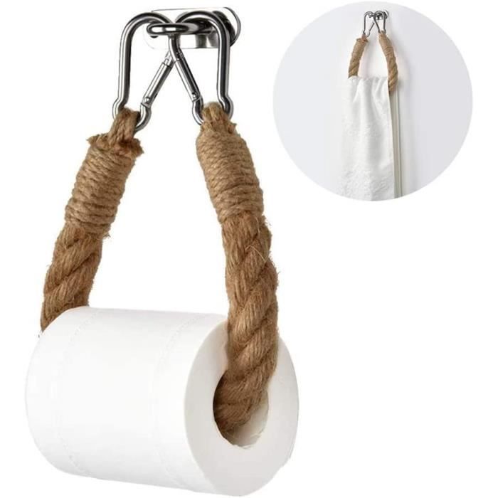 Porte-Rouleau Papier Toilette Vintage En Corde Et Métal - Support Mural Rétro Pour Salle De Bain