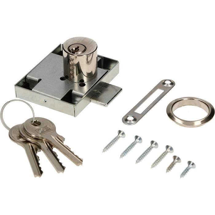 Serrure clef fer porte meuble entraxe 45 Tire droite Serrure clef fer porte meuble entraxe 45 Tire droite