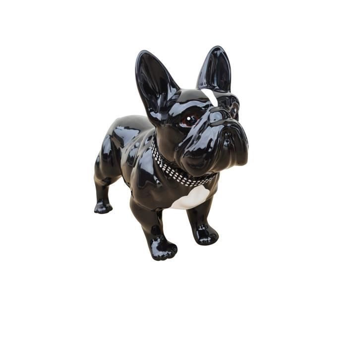 Statue Bouledogue Français Céramique Laure Terrier – Position Debout, Blue Drip, 32 X 30 Cm