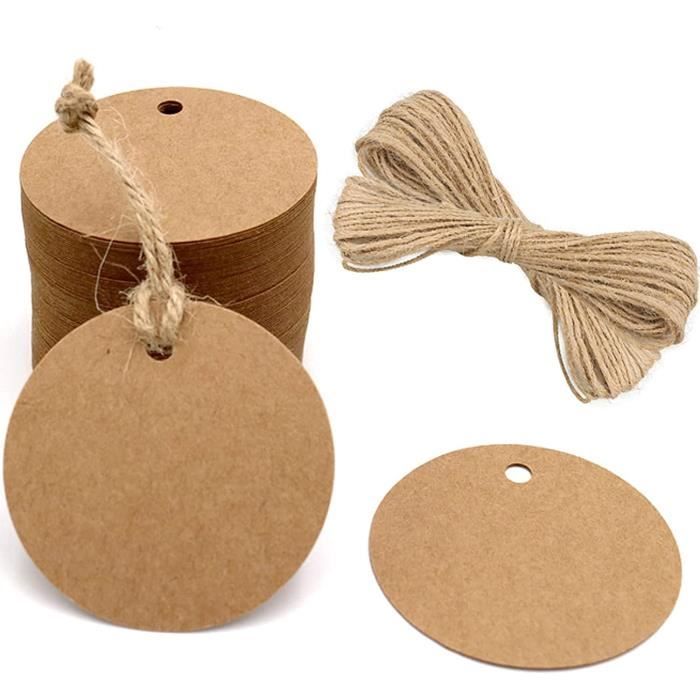 Etiquette Ronde 100PCS étiquettes Kraft,étiquette Cadeaux,étiquette Ronde 5.5x5.5cm ...