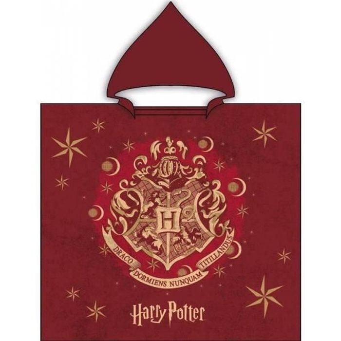 Poncho-Cape-Serviette de Bain Harry Potter - 100% Coton - 60x120 cm - Rouge