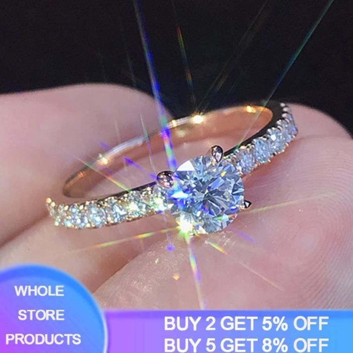 Bague en diamant de laboratoire en or Rose pour femmes Anillos de mariage de luxe Topaze blanche Achat Vente bracelet gourmette Bague en diamant de laboratoire en