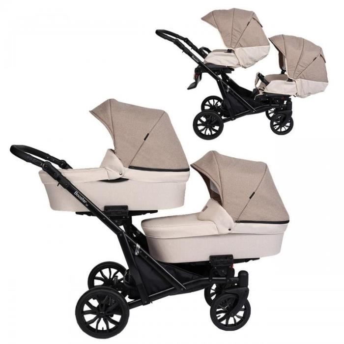 Poussette pour jumeaux Set Booster Light by SaintBaby Sand BL 02 3en1 avec siège auto pour bébé