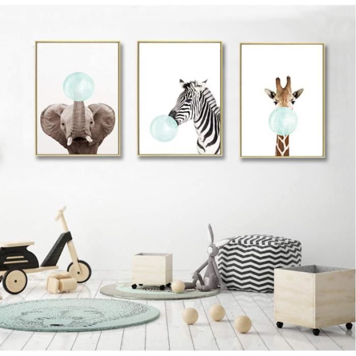 Pedestrian basic onion Lot de 3 tableaux animaux zèbre éléphante imprimés en toile de film  décoratif mur pour enfants Décoration 21*30cm sans cadre - Cdiscount Maison