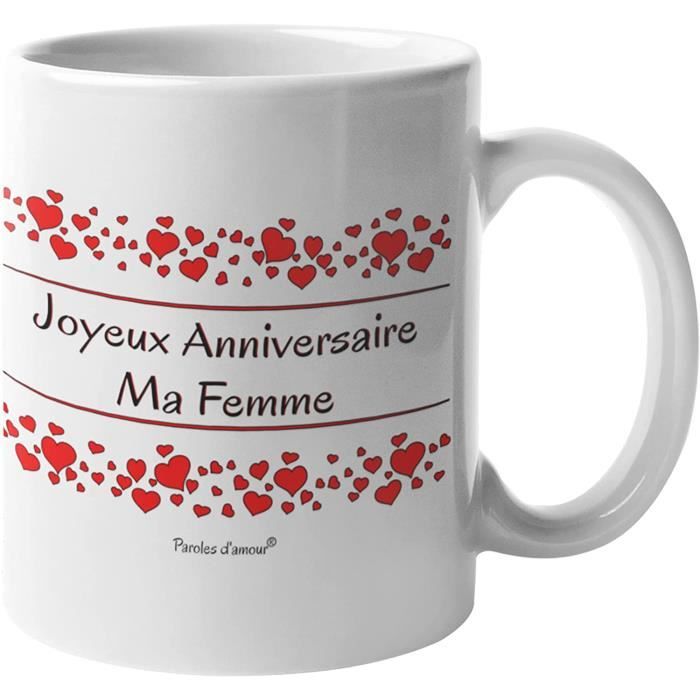 Idee Cadeau Anniversaire Pour Ma Femme Anniversaire Ma Femme Mug Original Joyeux Anniversaire Ma Femme Avec Des Cœurs 1546 Cdiscount Puericulture Eveil Bebe