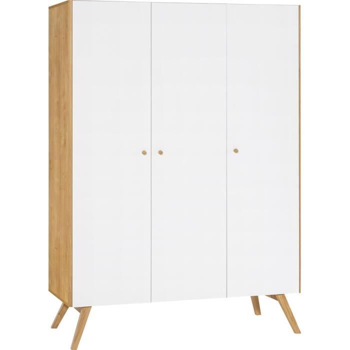 NATURE Armoire à 3 portes style scandinave 207.5x149.5x58 cm