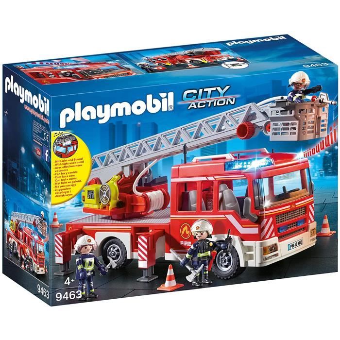 PLAYMOBIL 3182 Camion De Pompiers Avec Lumière Et échelle - Complet Avec 2 Pompiers