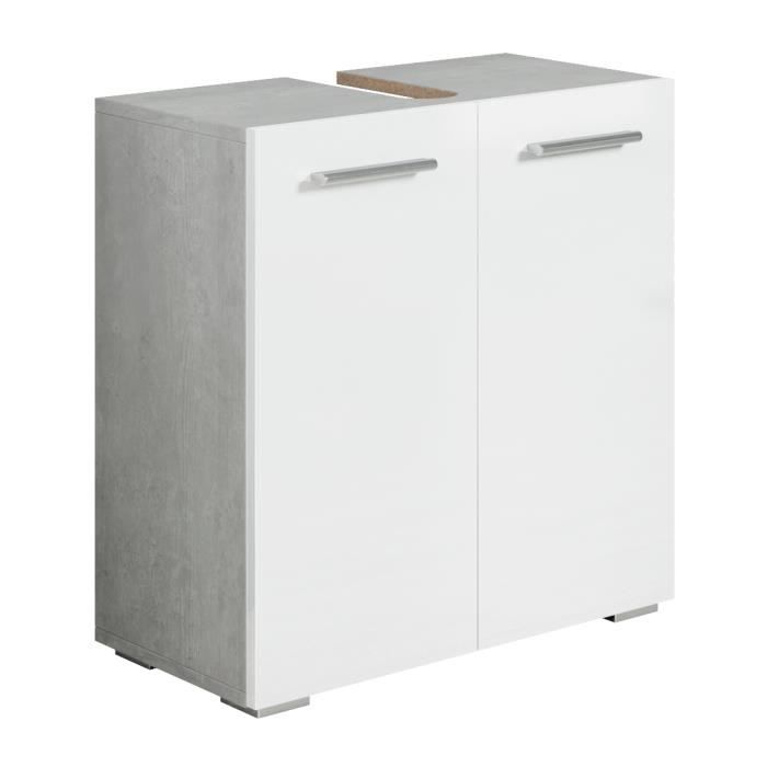 meuble vasque jupiter - beton avec blanc - 600 x 300 x 600 mm - meuble de salle de bain, colonne, armoire