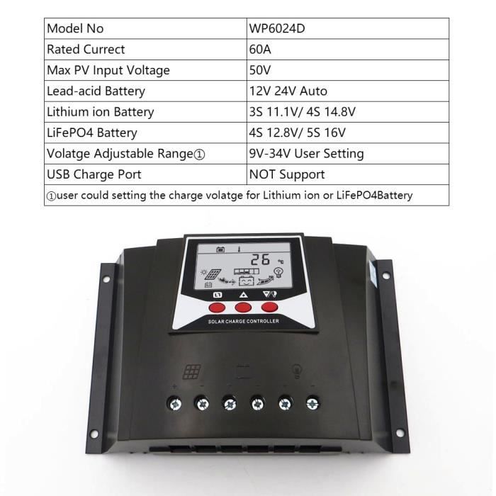 Régulateur De Charge Solaire 3A - Protection Complète Pour Batteries 6V/12V, Avec Indicateur LED - 4
