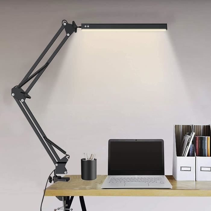 Lampe de bureau avec pince flexible col de cygne Lampe de table pour étude Dimmable