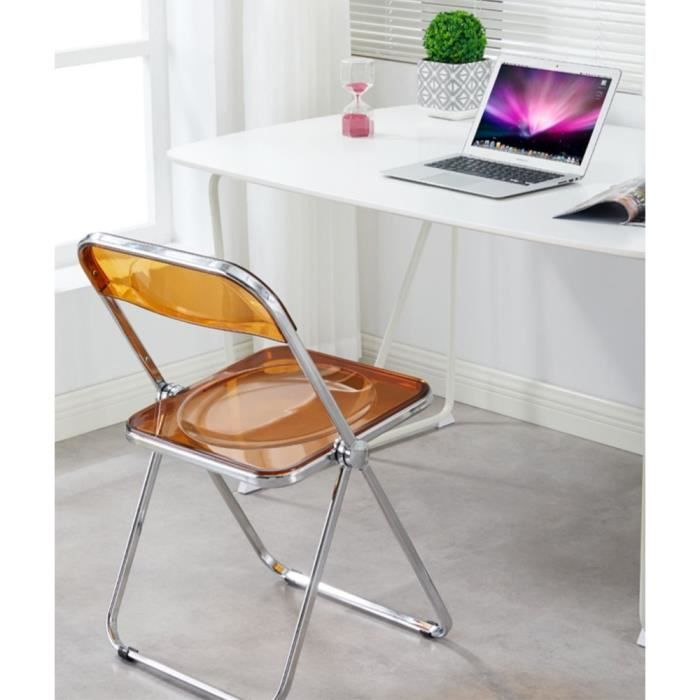 bul chaise de cuisine/chaise à manger/chaise de bureau - pliant - acrylique - transparente jaune - 46 * 46 * 77 cm