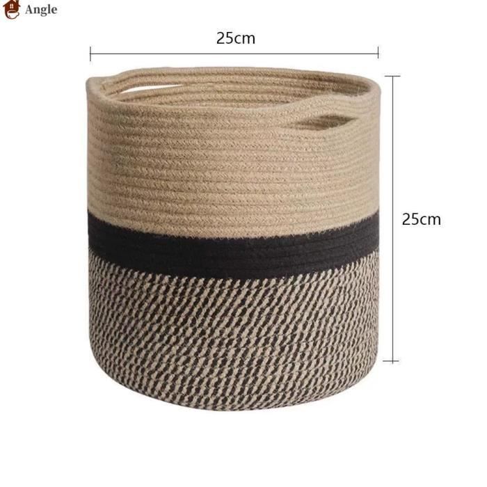 Panier à Linge En Corde De Coton  35 Cm De Profondeur X 40 Cm De Hauteur Marron 96342578