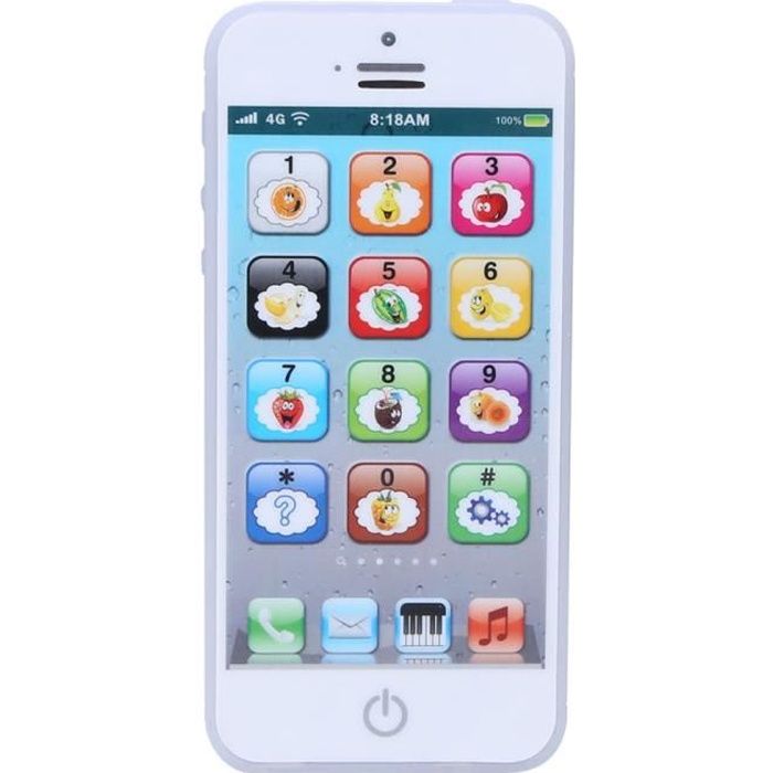 Noir Bébé téléphone Jouet Anglais Apprentissage Machine Musique lumière téléphone Portable Grand Cadeau pour Enfants Tout-Petits garçons et Filles 